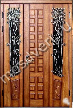 Эксклюзивная парадная дверь из массива со стеклом и ковкой - купить от производителя Мосдвери Эксклюзивная парадная дверь из массива со стеклом и ковкой